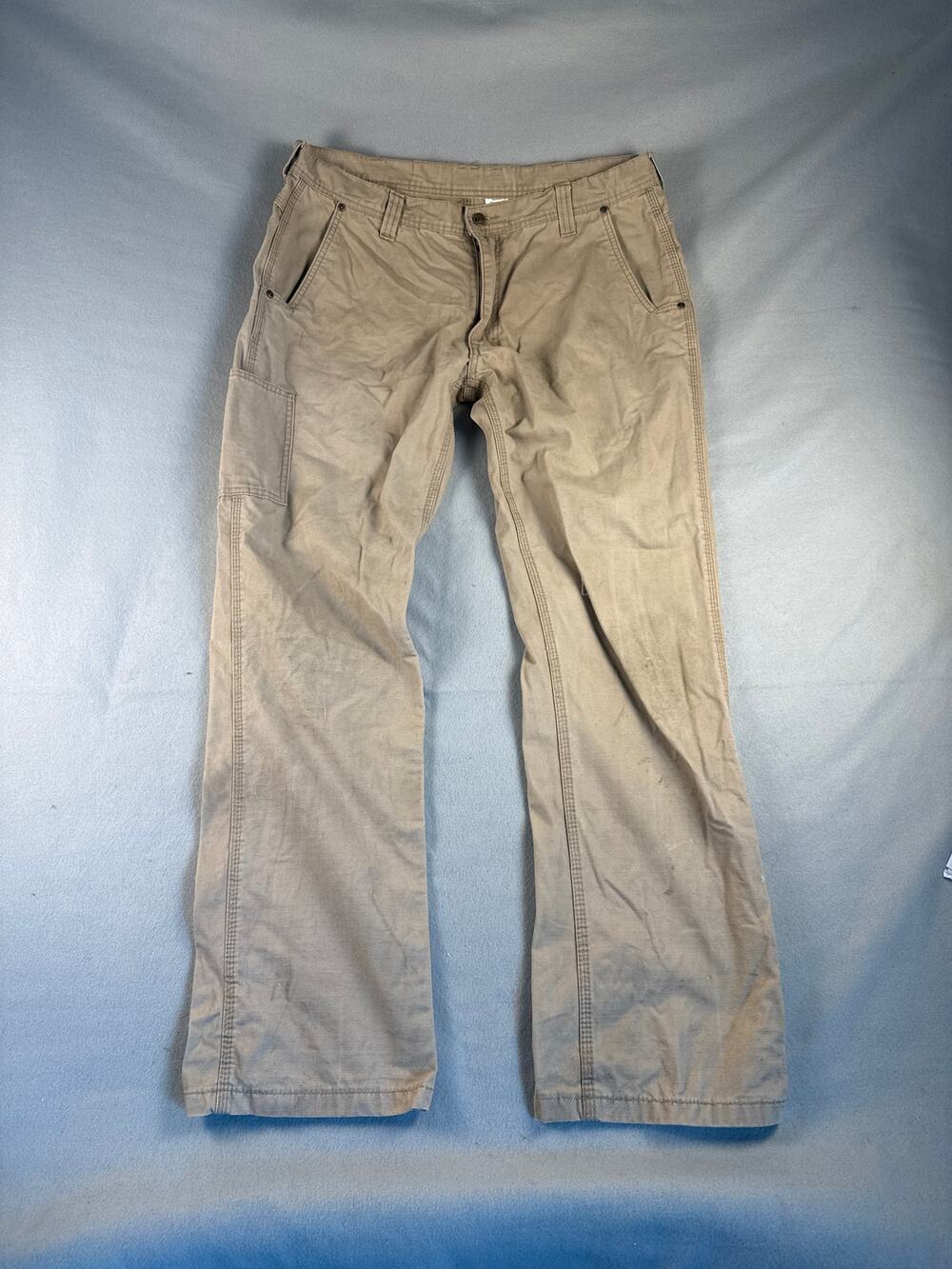 KEY Industries Carpenter Pants Mens 36x34 Tan Canvas Utility Cargo Workwear
